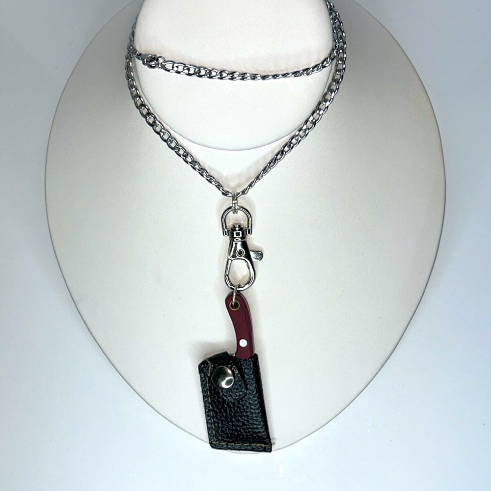 Handmade Unisex Damascus Stainless Steel Bottle Opener Utility Tool Necklace
